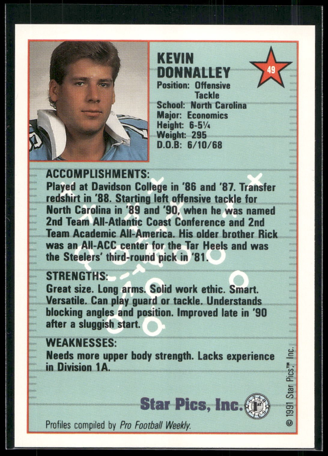 1991 Star Pics #49 Kevin Donnalley