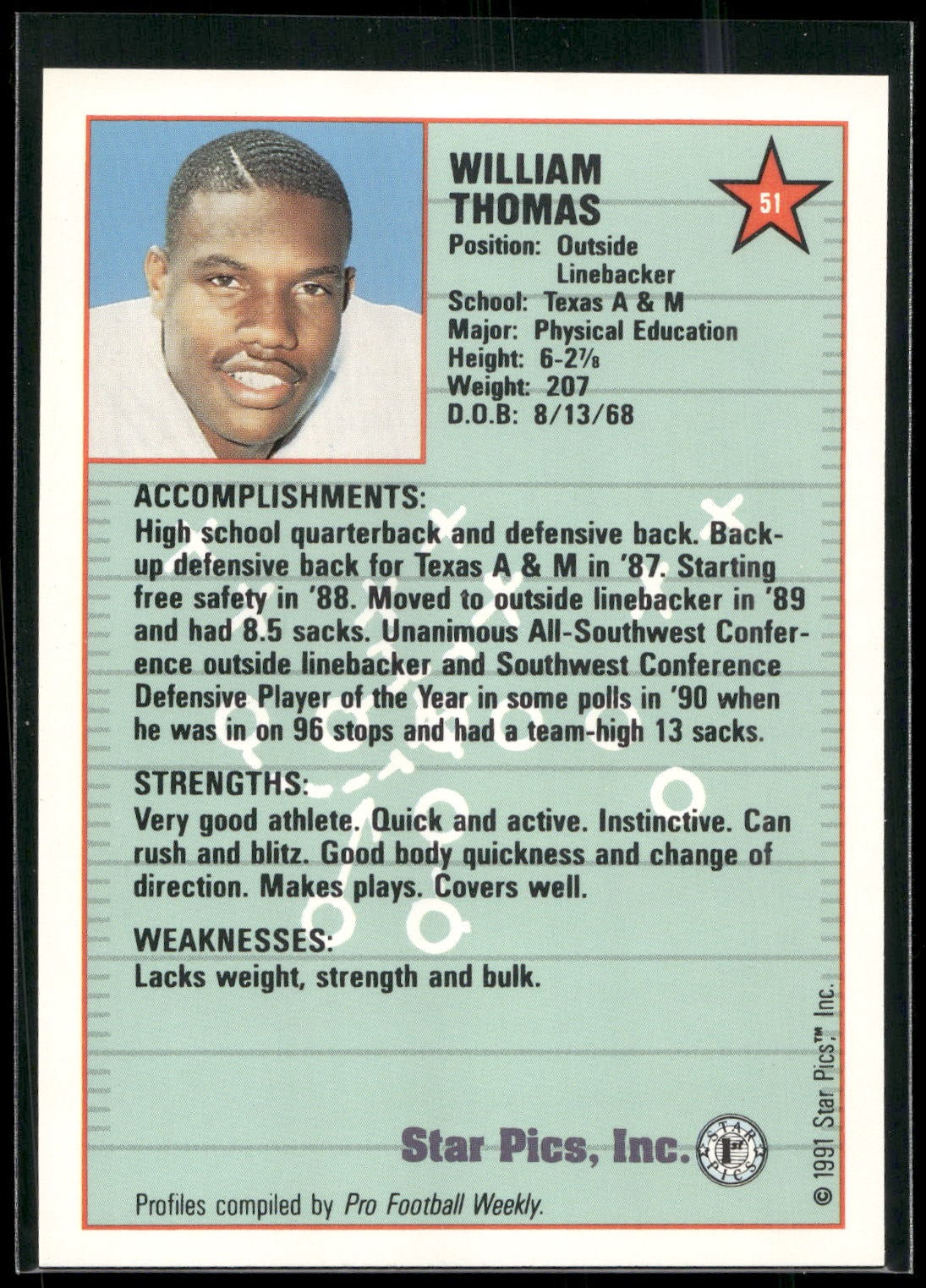 1991 Star Pics #51 William Thomas