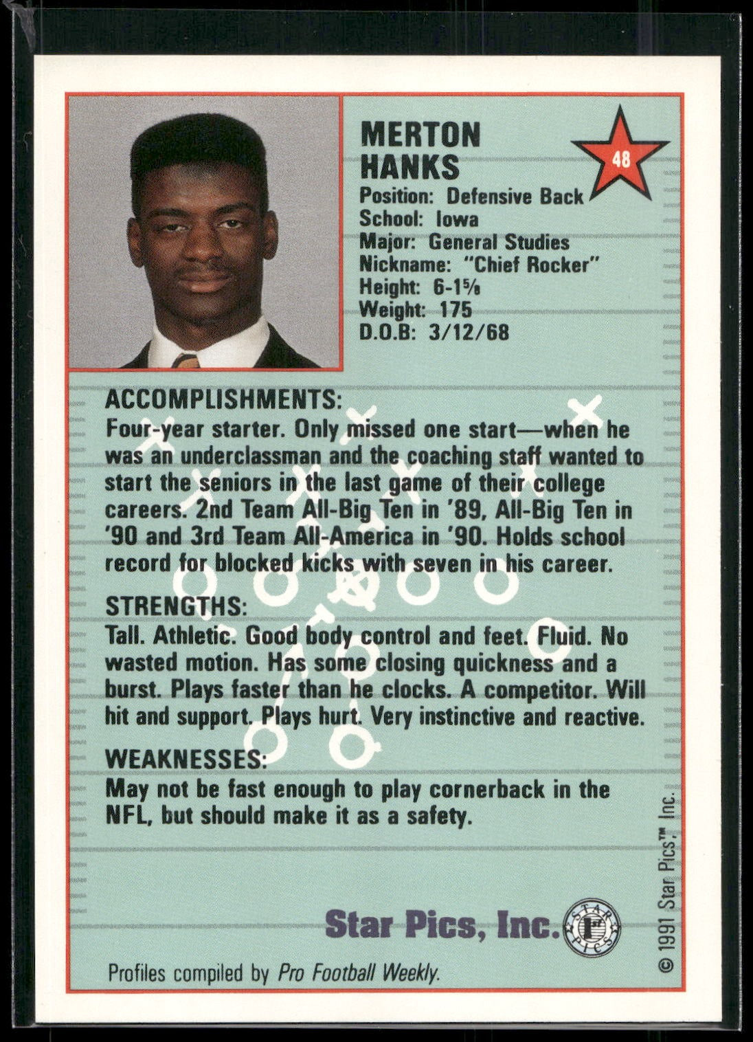 1991 Star Pics #48 Merton Hanks