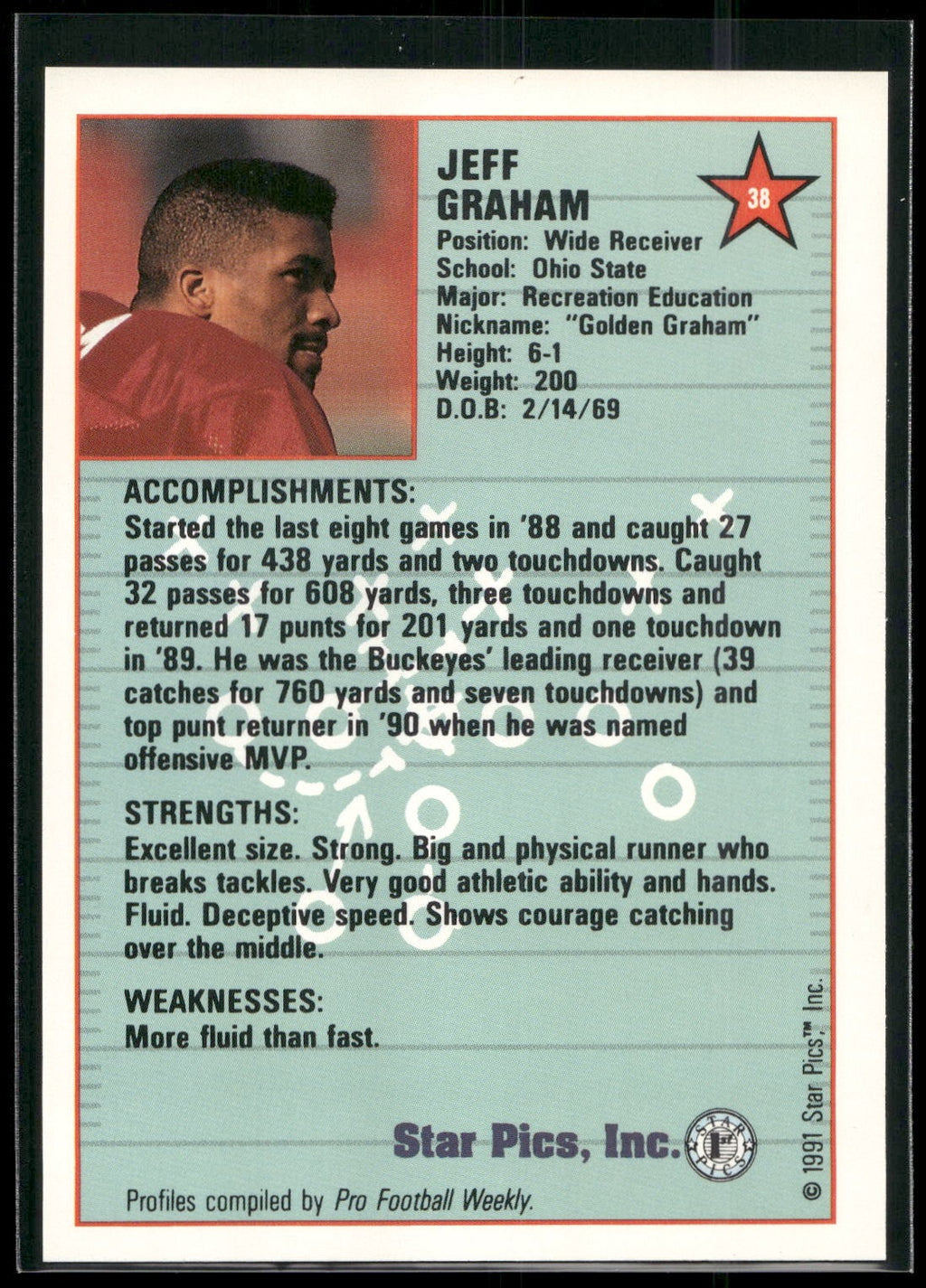 1991 Star Pics #38 Jeff Graham