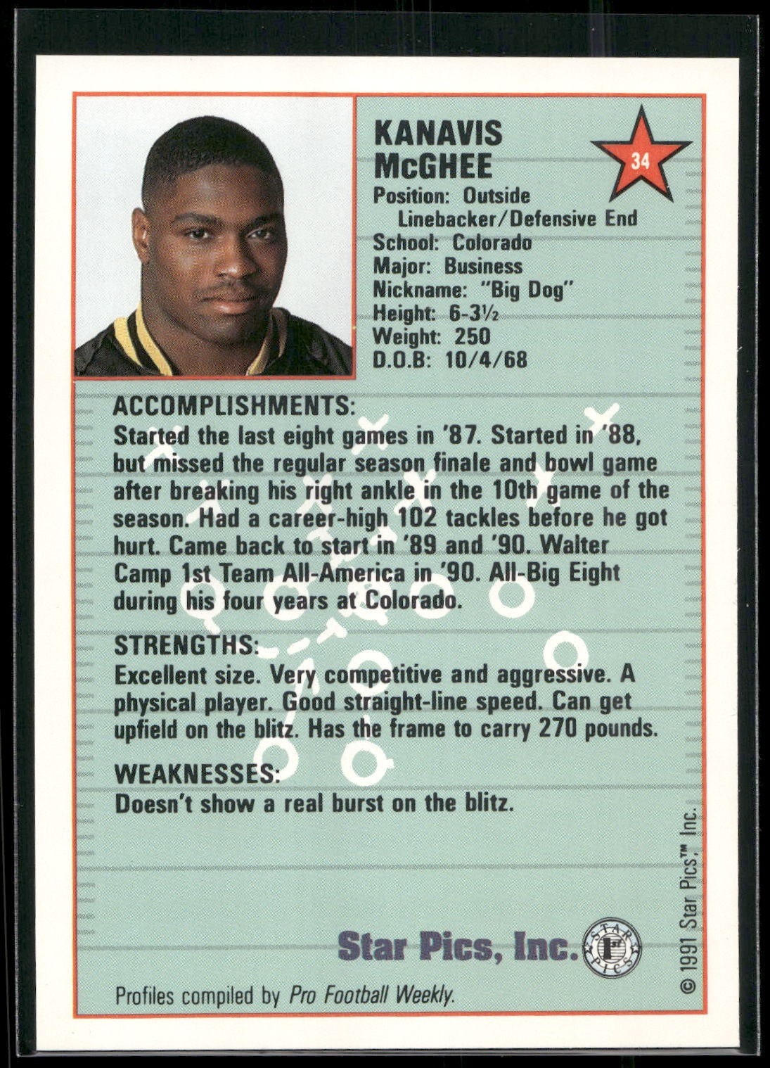 1991 Star Pics #34 Kanavis McGhee