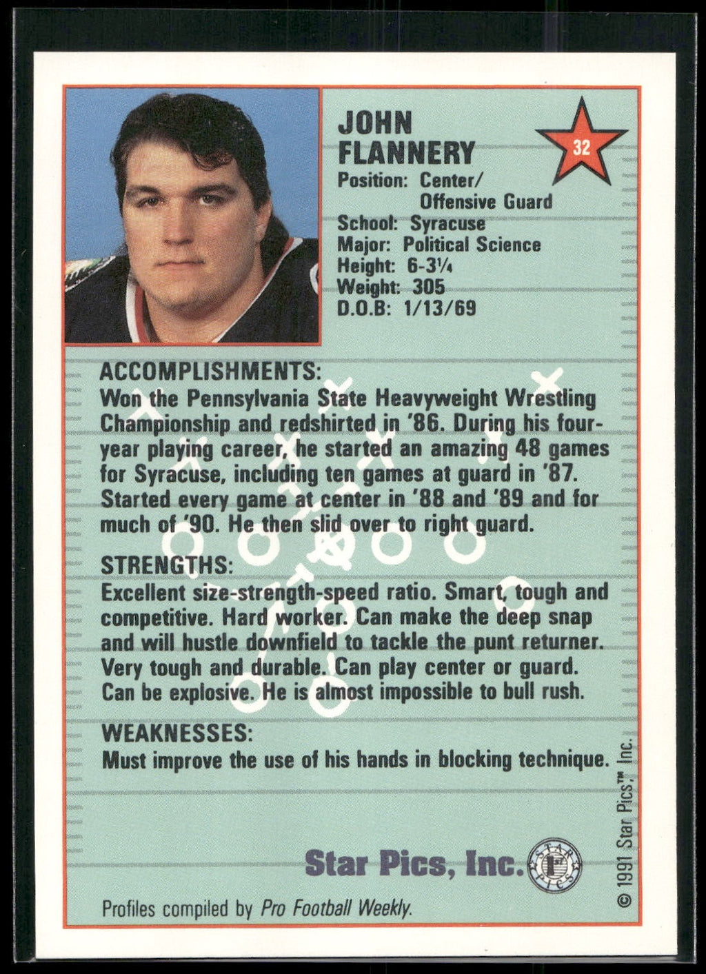 1991 Star Pics #32 John Flannery