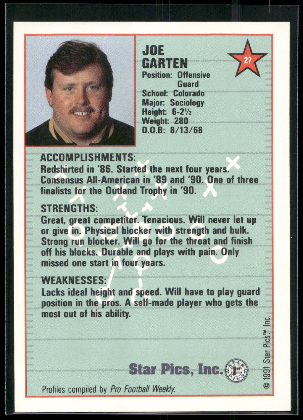 1991 Star Pics #27 Joe Garten