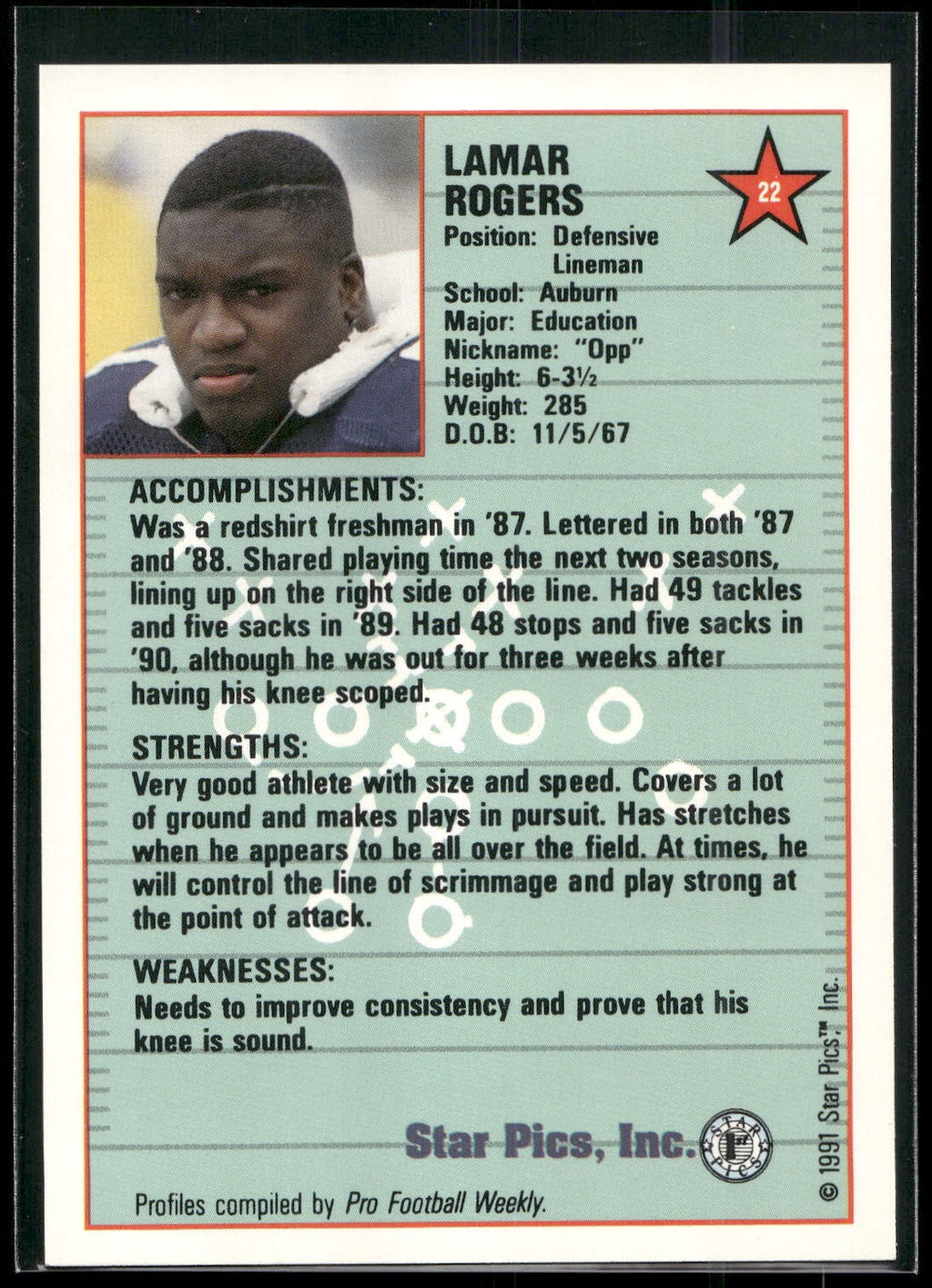 1991 Star Pics #22 Lamar Rogers
