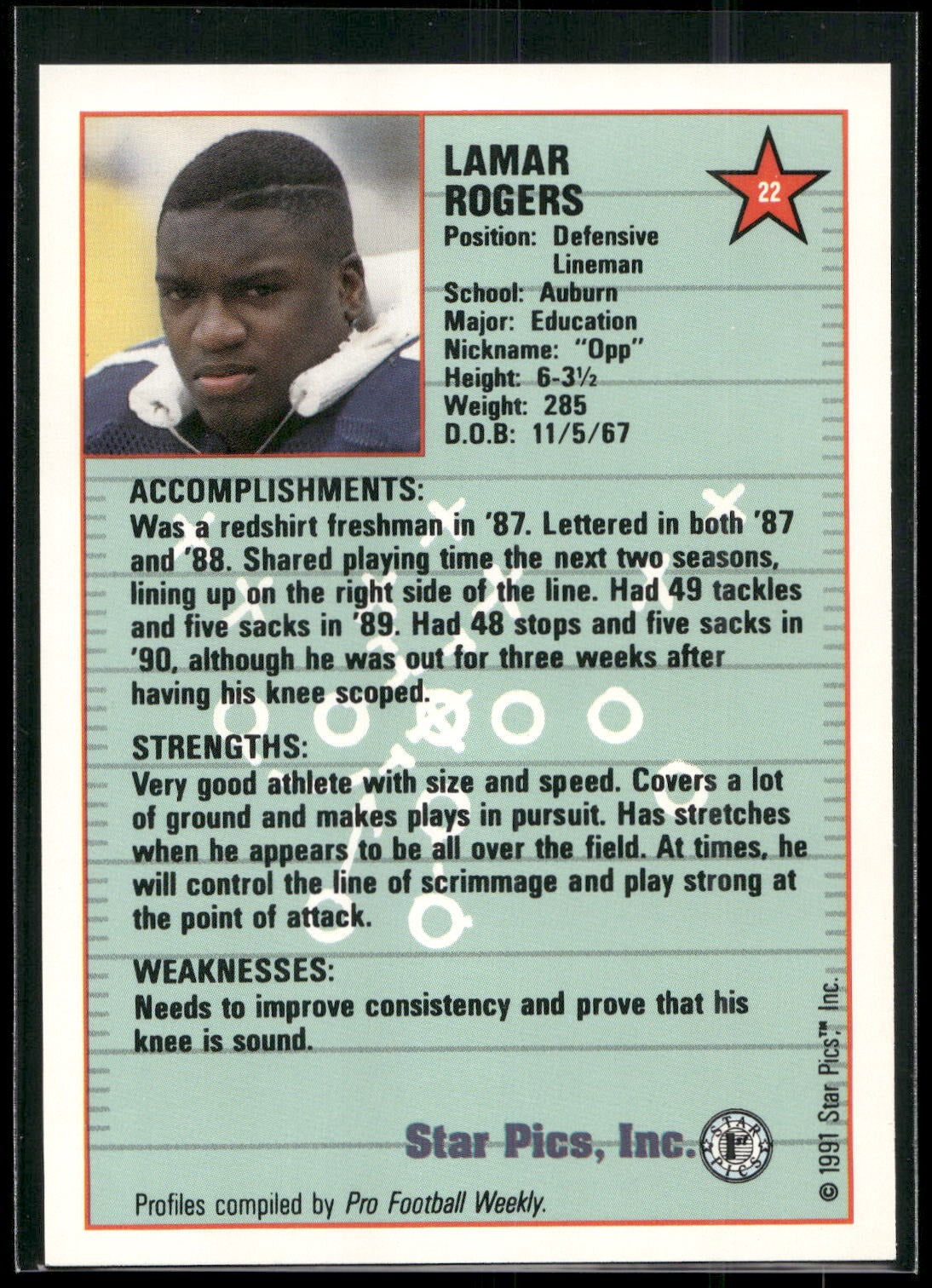 1991 Star Pics #22 Lamar Rogers