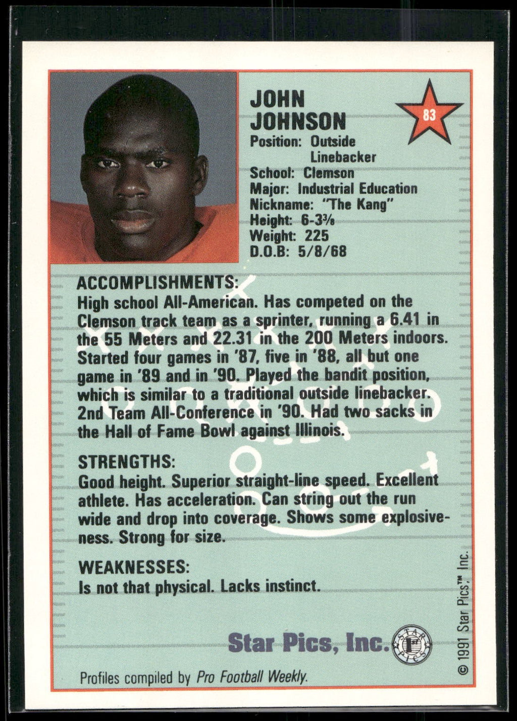 1991 Star Pics #83 John Johnson