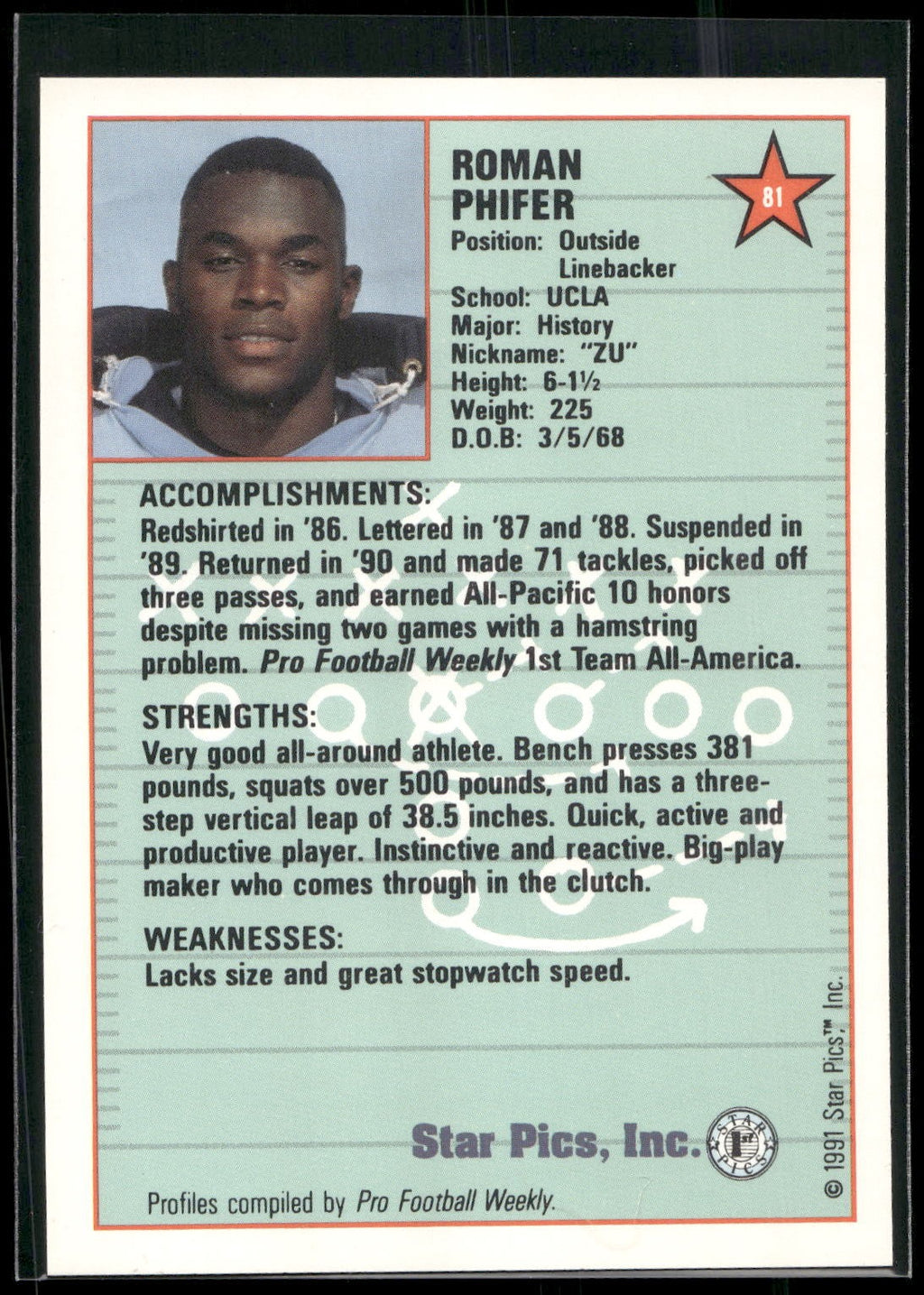 1991 Star Pics #81 Roman Phifer