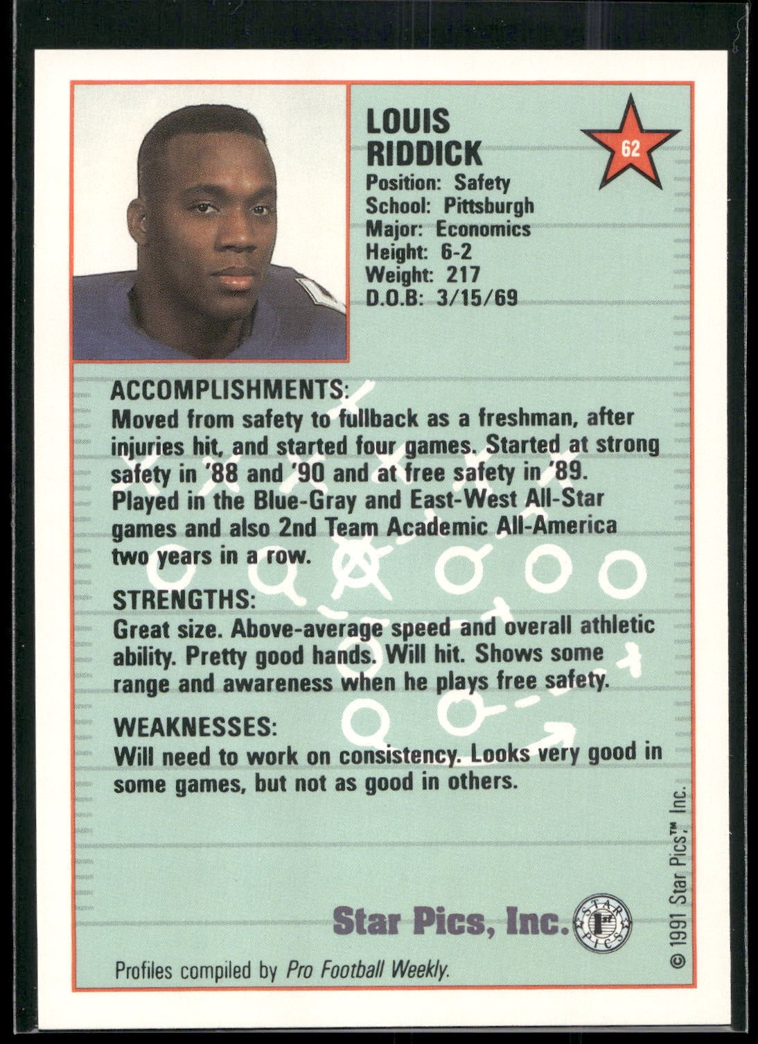 1991 Star Pics #62 Louis Riddick