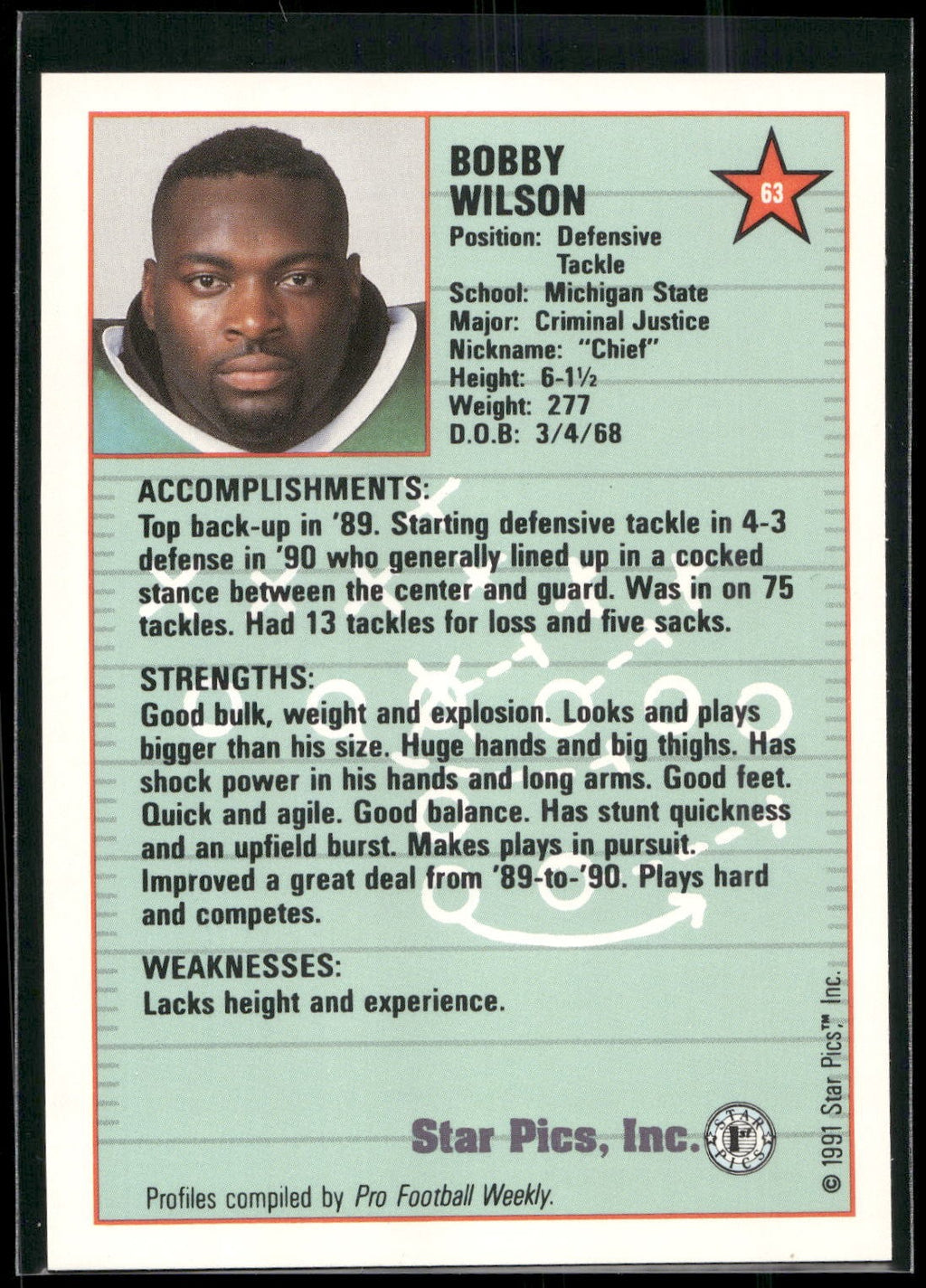 1991 Star Pics #63 Bobby Wilson