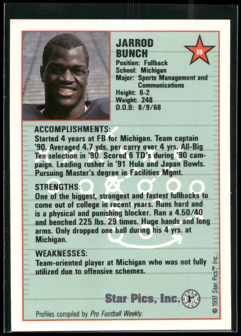 1991 Star Pics #59 Jarrod Bunch