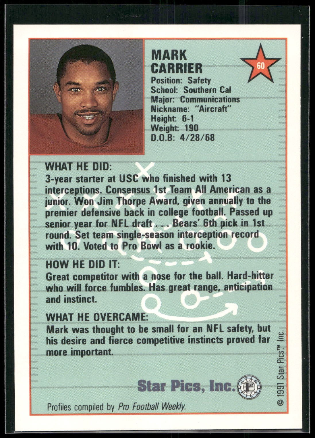 1991 Star Pics #60 Mark Carrier