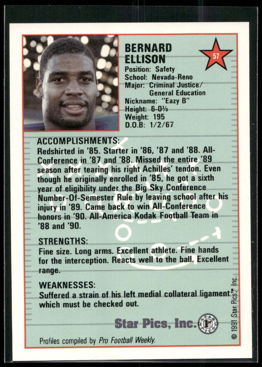 1991 Star Pics #57 Bernard Ellison