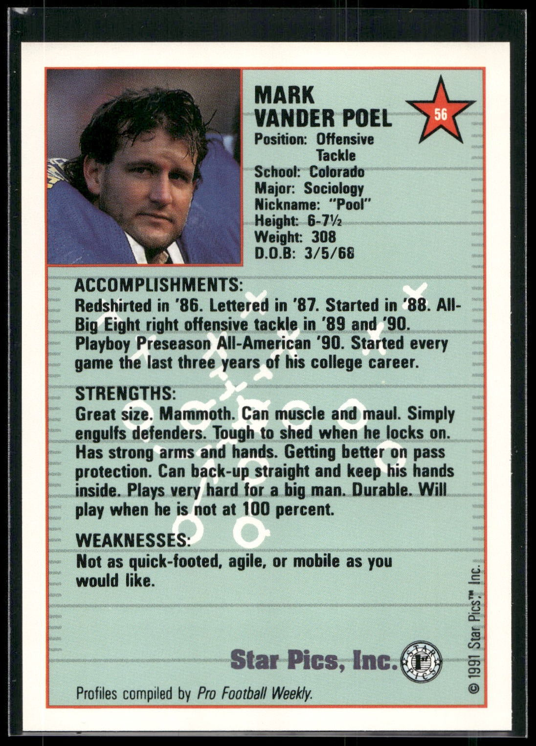 1991 Star Pics #56 Mark Vander Poel