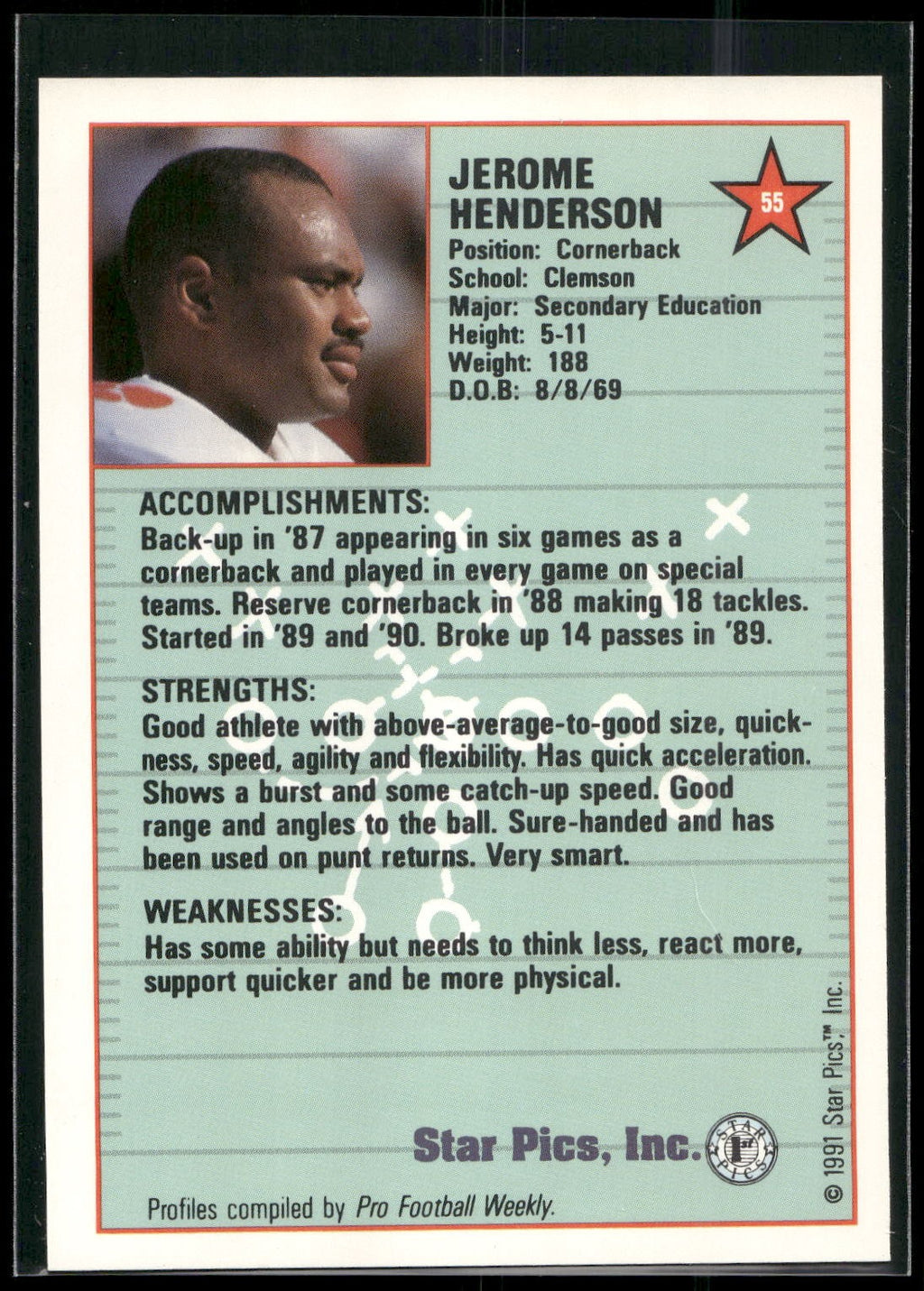1991 Star Pics #55 Jerome Henderson