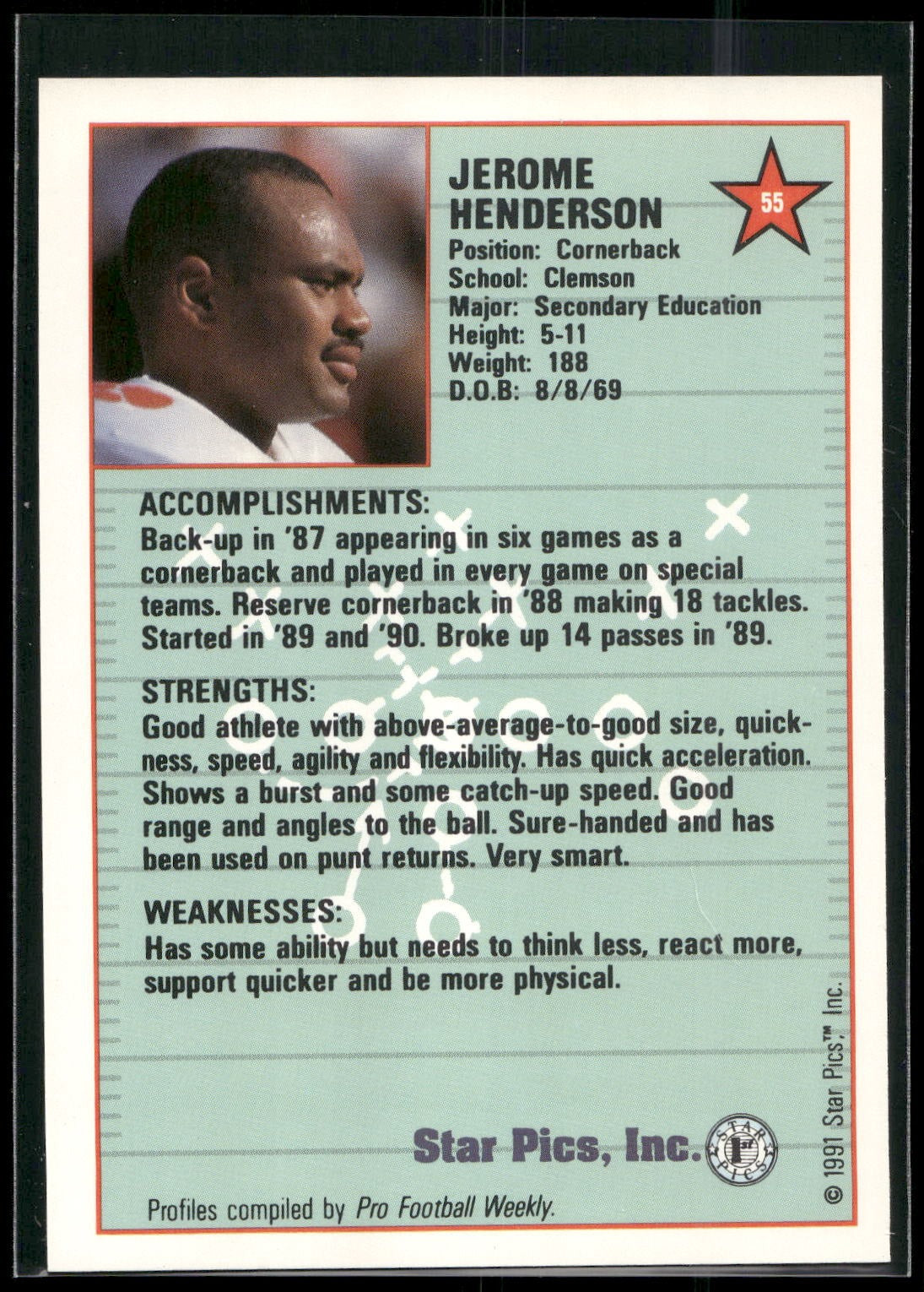1991 Star Pics #55 Jerome Henderson