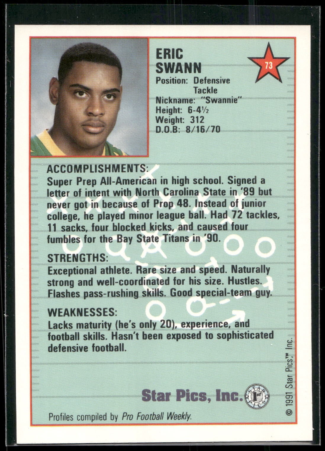 1991 Star Pics #73 Eric Swann