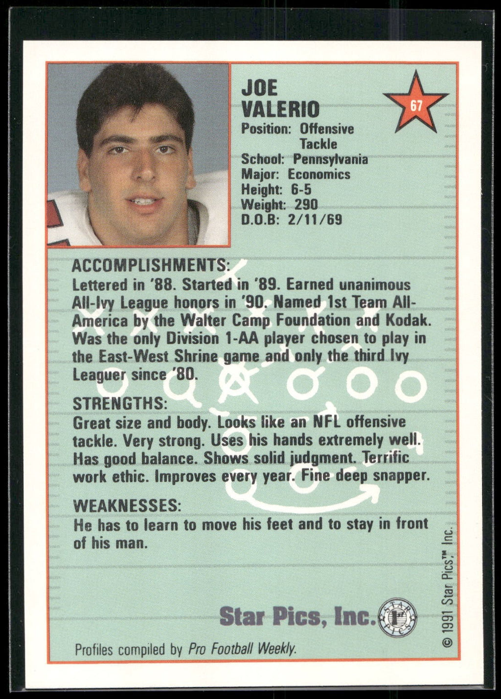 1991 Star Pics #67 Joe Valerio
