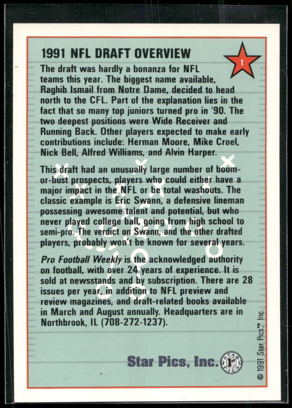 1991 Star Pics #1 1991 NFL Draft Overview