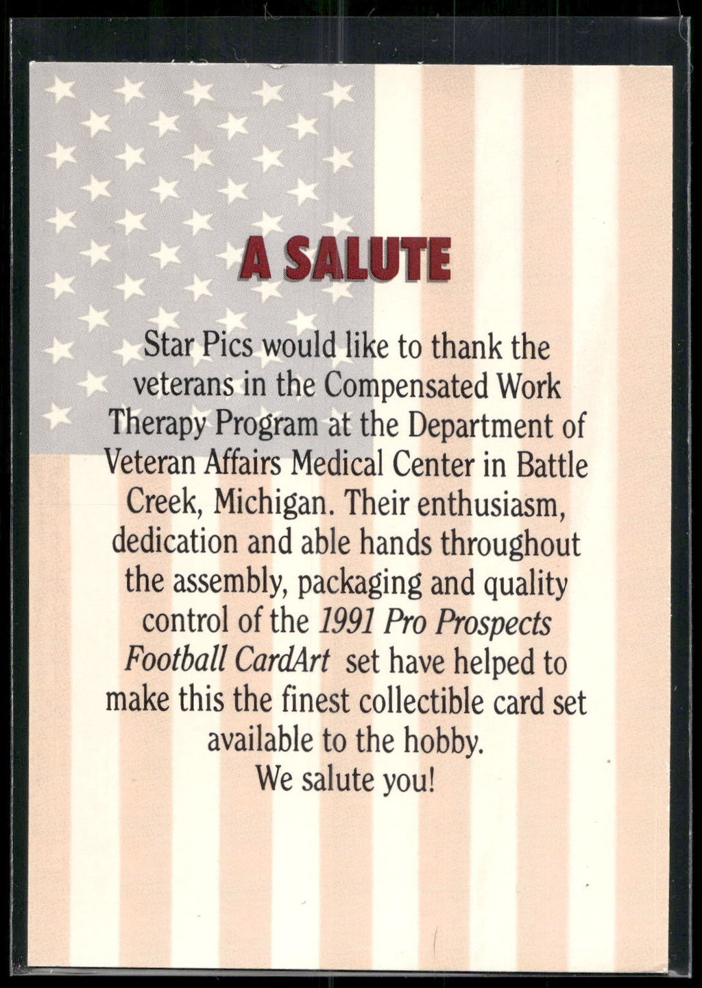 1991 Star Pics #NNO Salute/Advertisement -