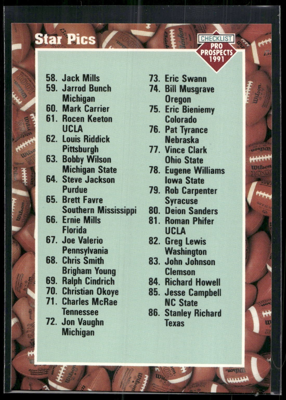 1991 Star Pics #112 Checklist 2