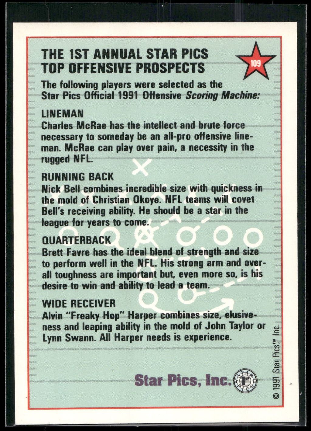 1991 Star Pics #109 Charles McRae / Brett Favre / Nick Bell / Alvin Harper