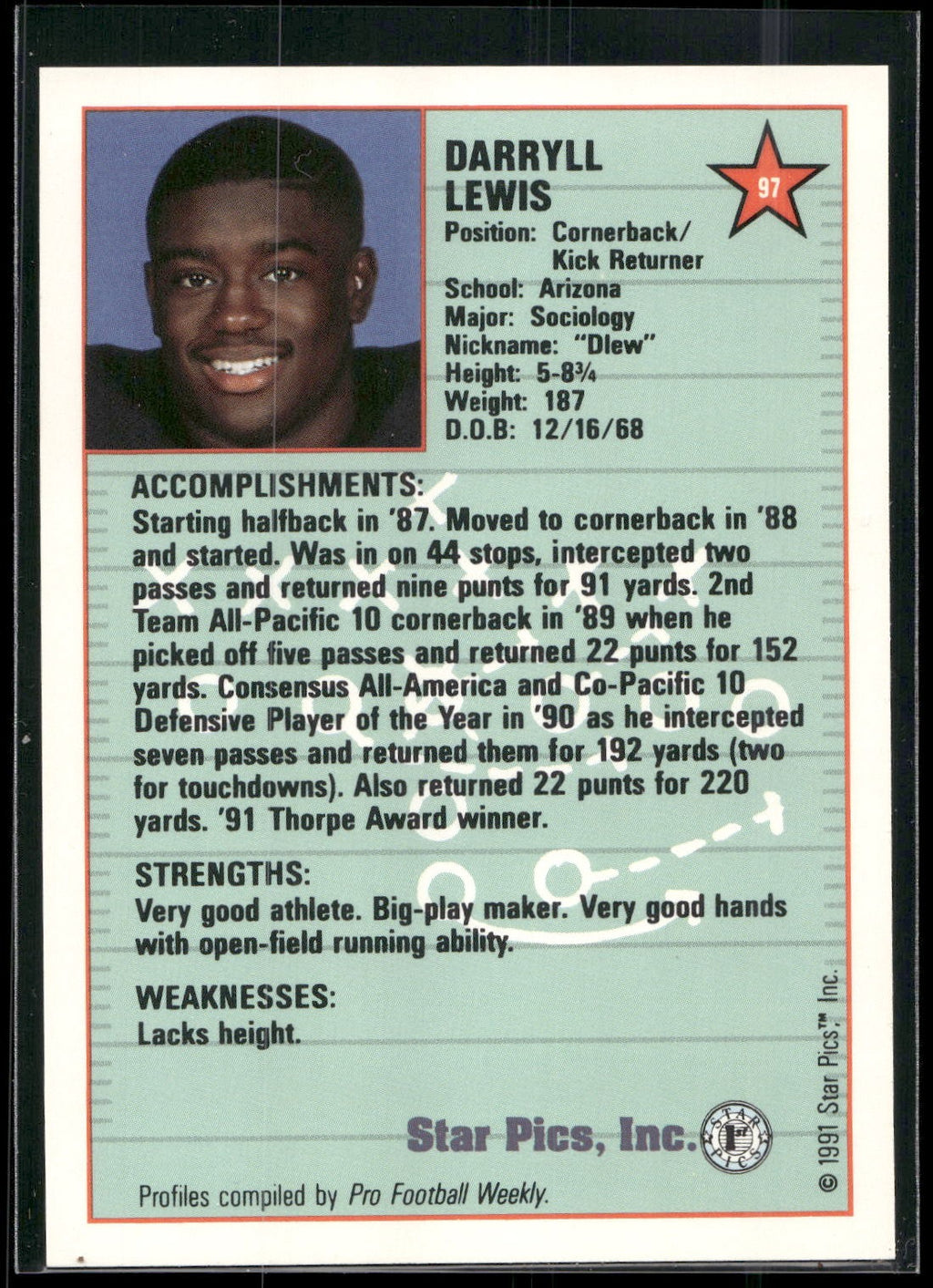 1991 Star Pics #97 Darryll Lewis