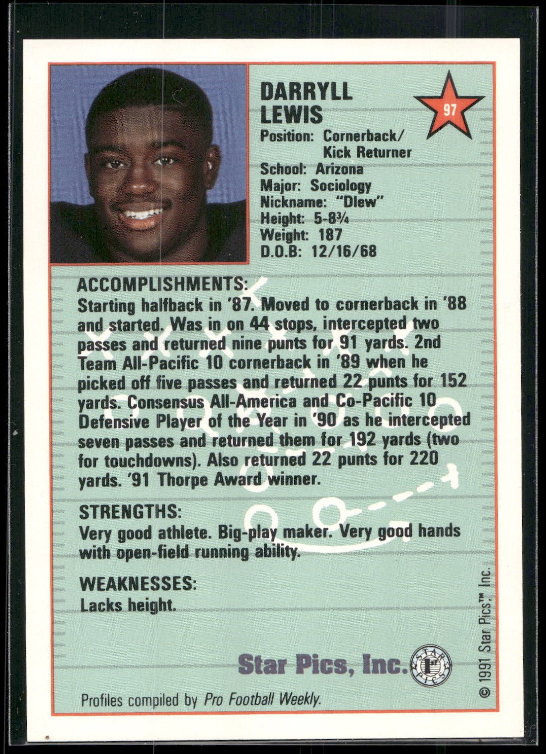 1991 Star Pics #97 Darryll Lewis