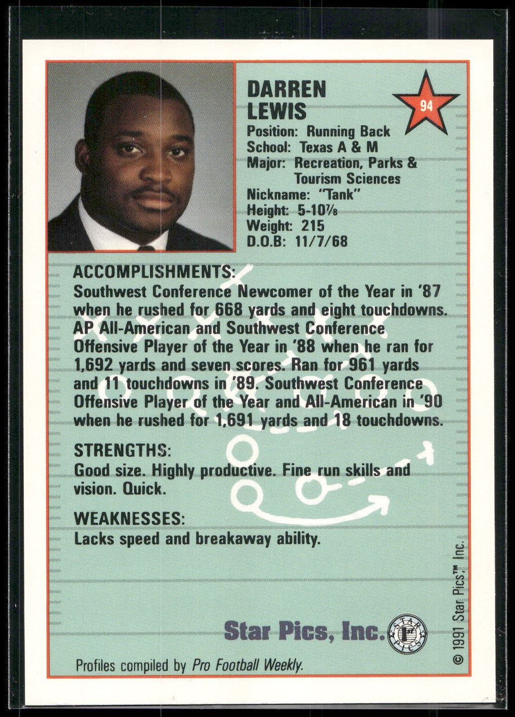 1991 Star Pics #94 Darren Lewis
