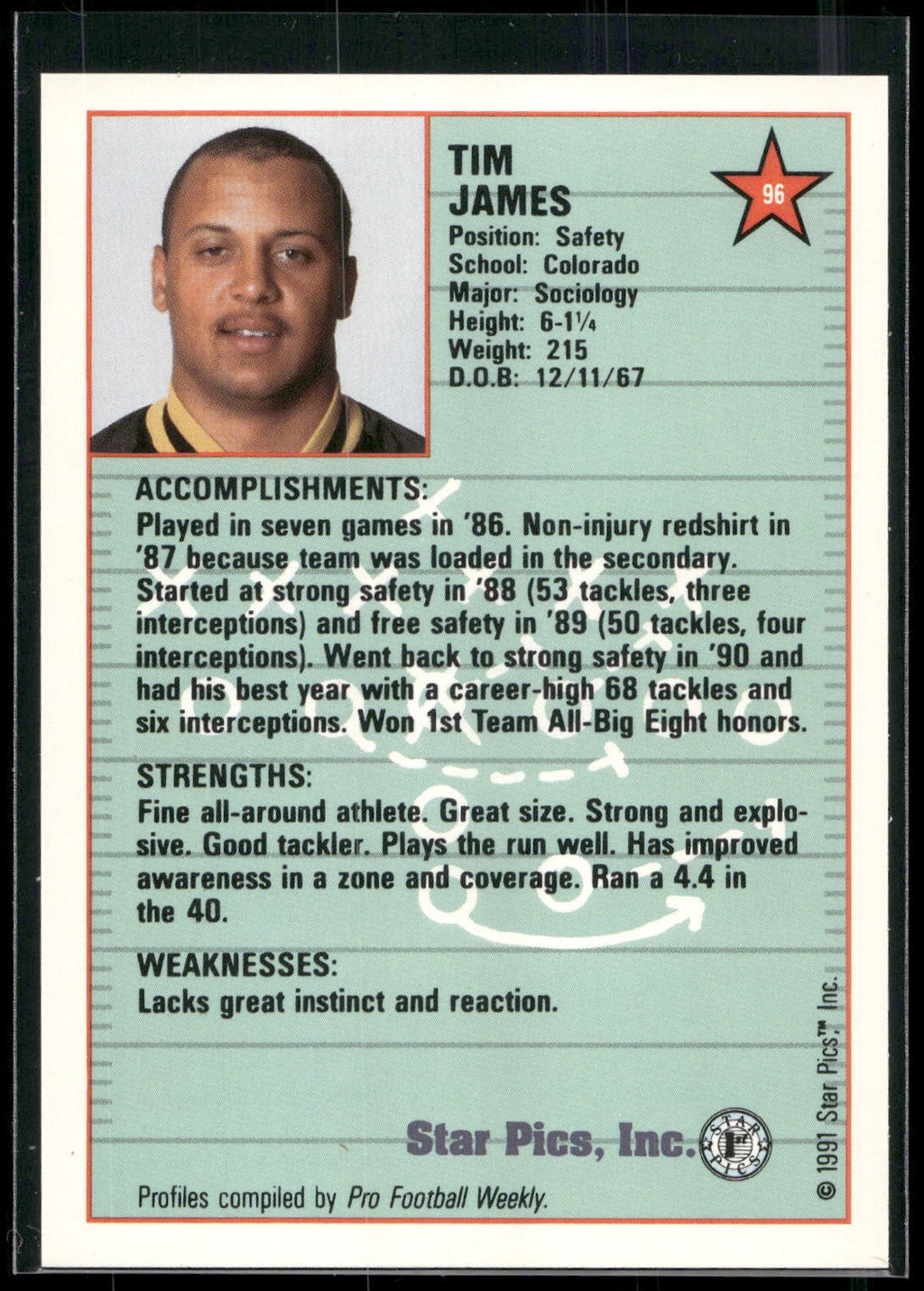1991 Star Pics #96 Tim James