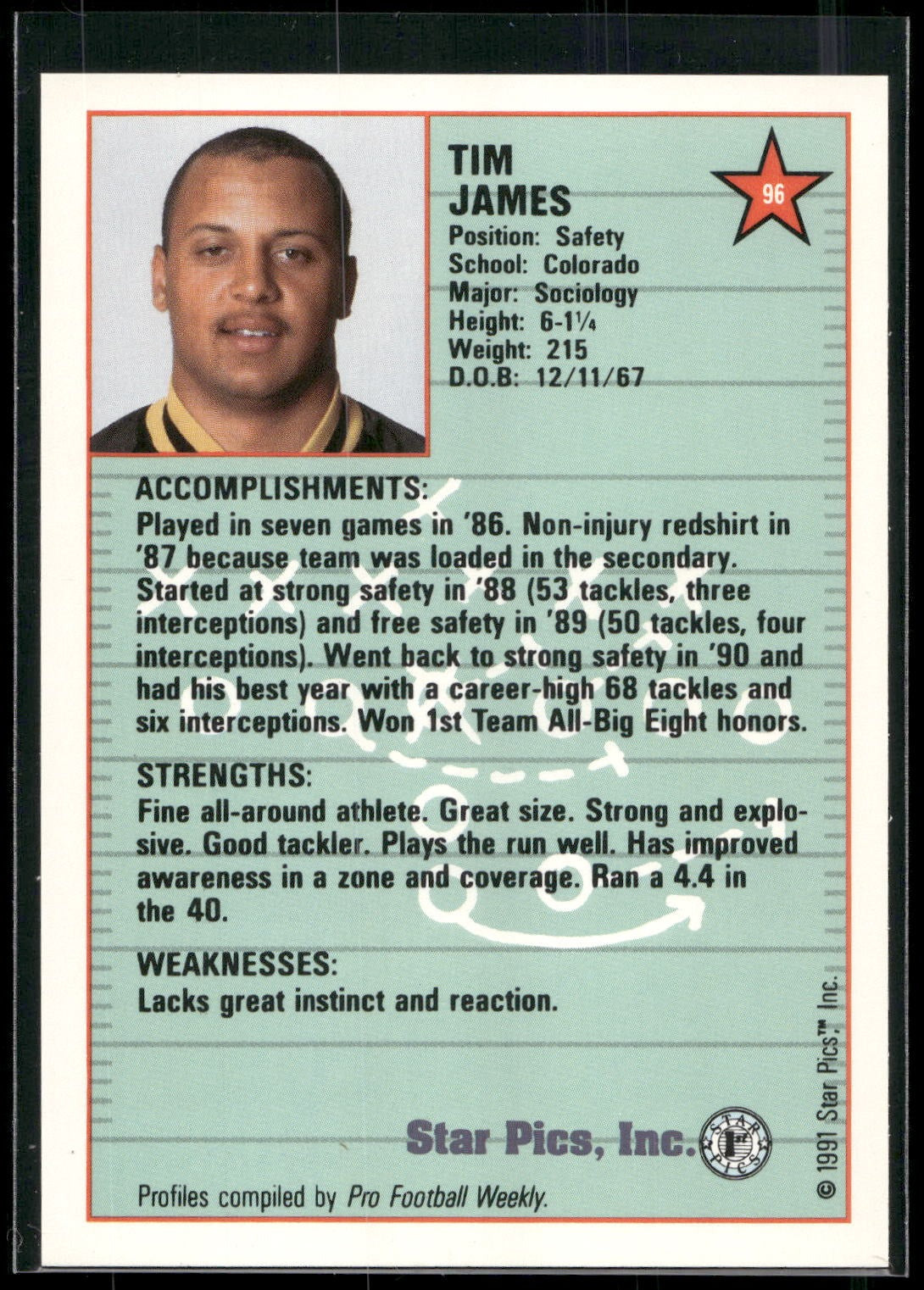1991 Star Pics #96 Tim James