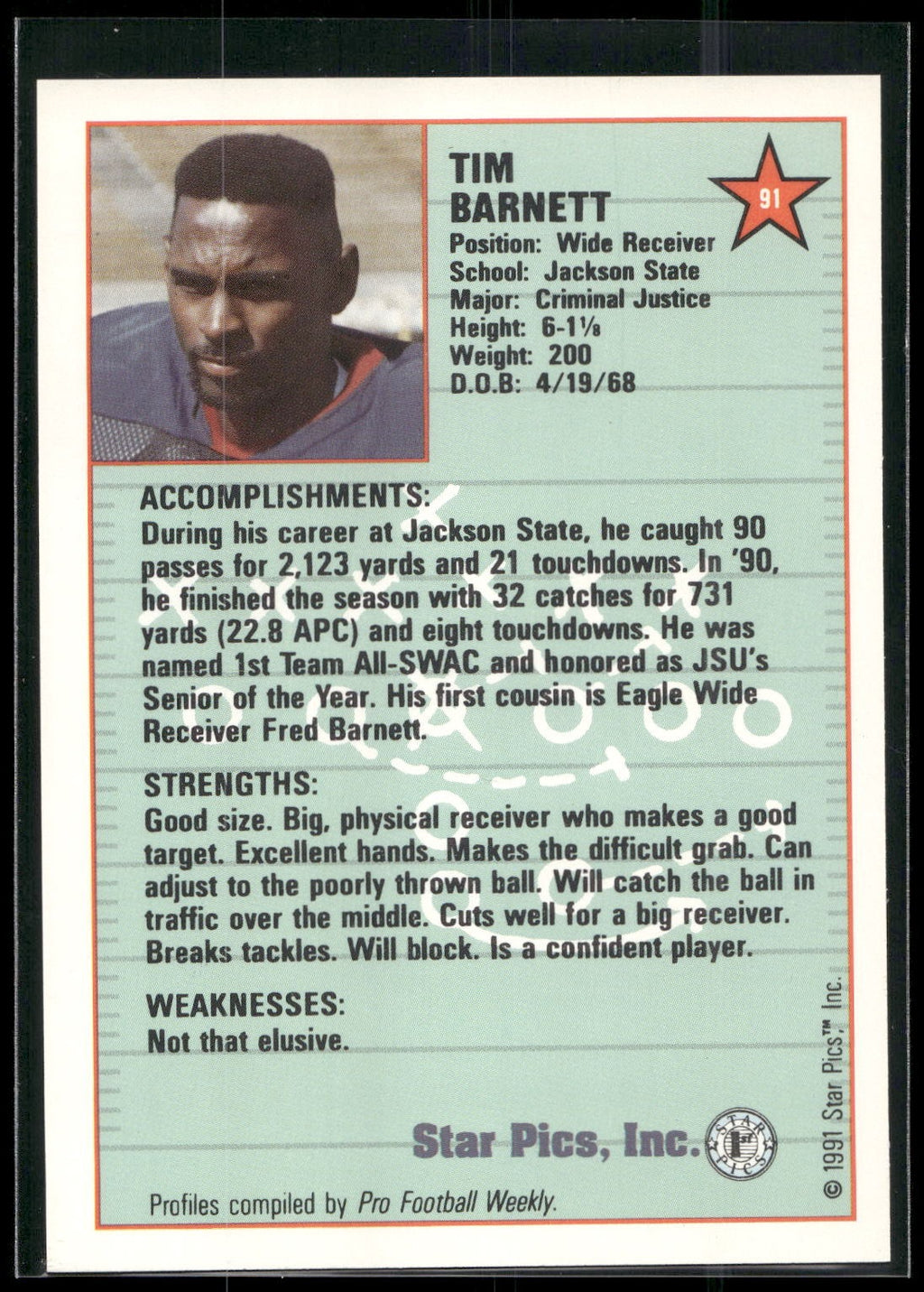 1991 Star Pics #91 Tim Barnett