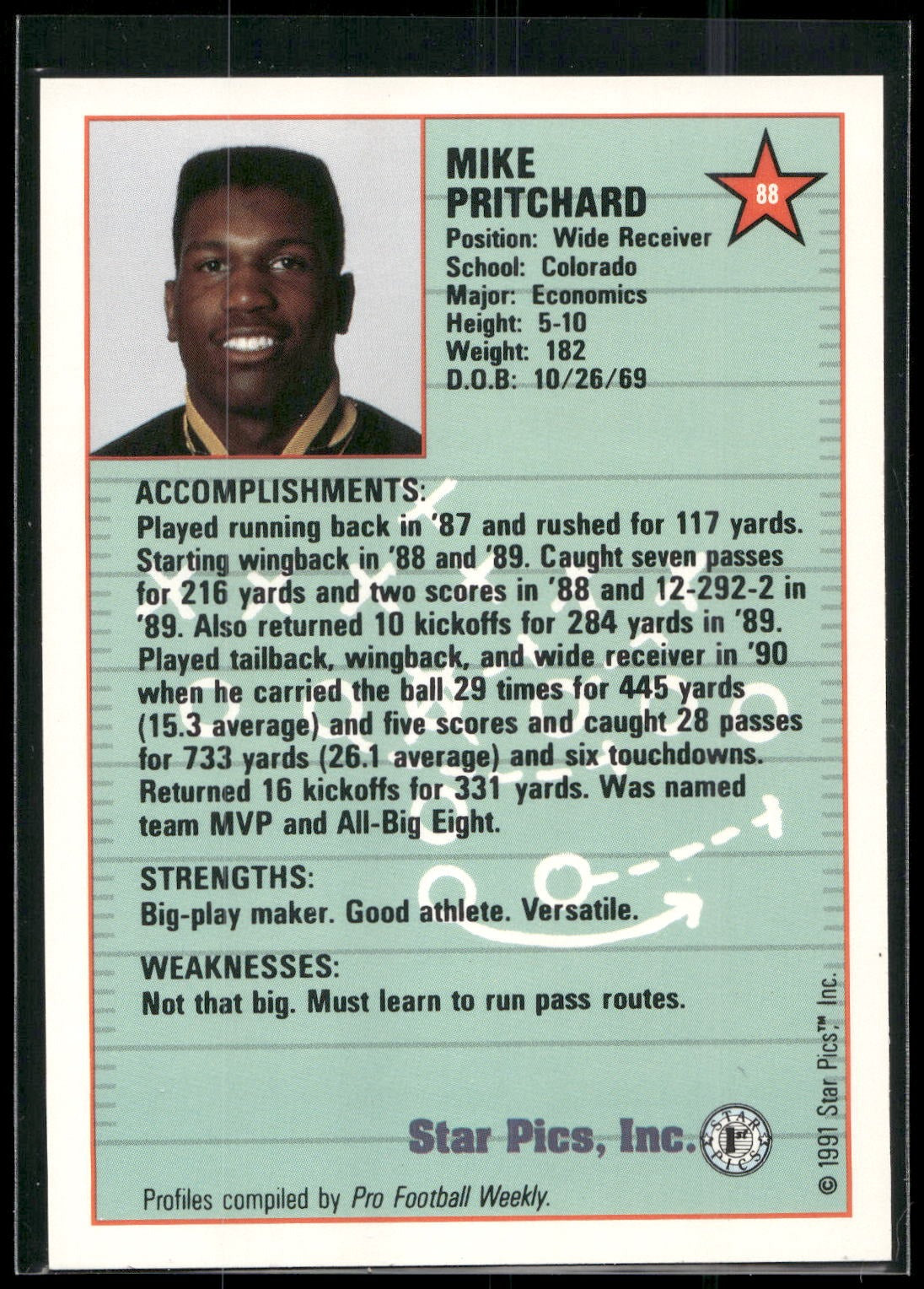 1991 Star Pics #88 Mike Pritchard