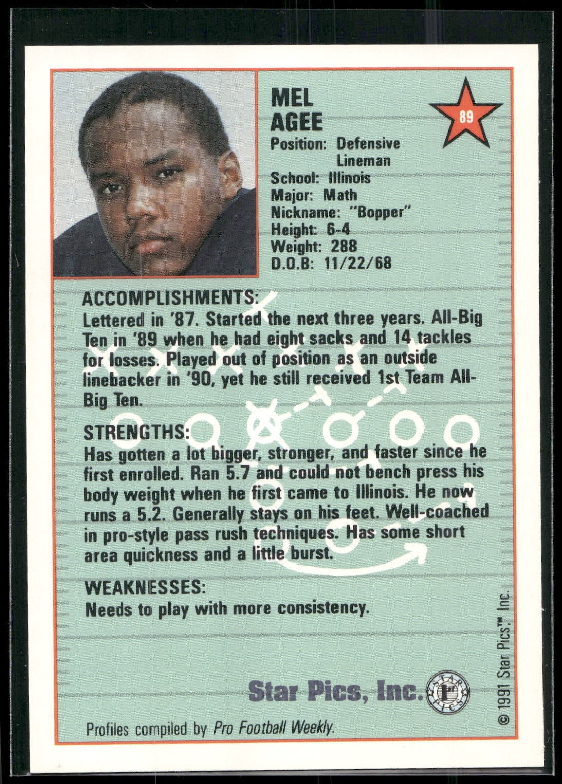 1991 Star Pics #89 Mel Agee