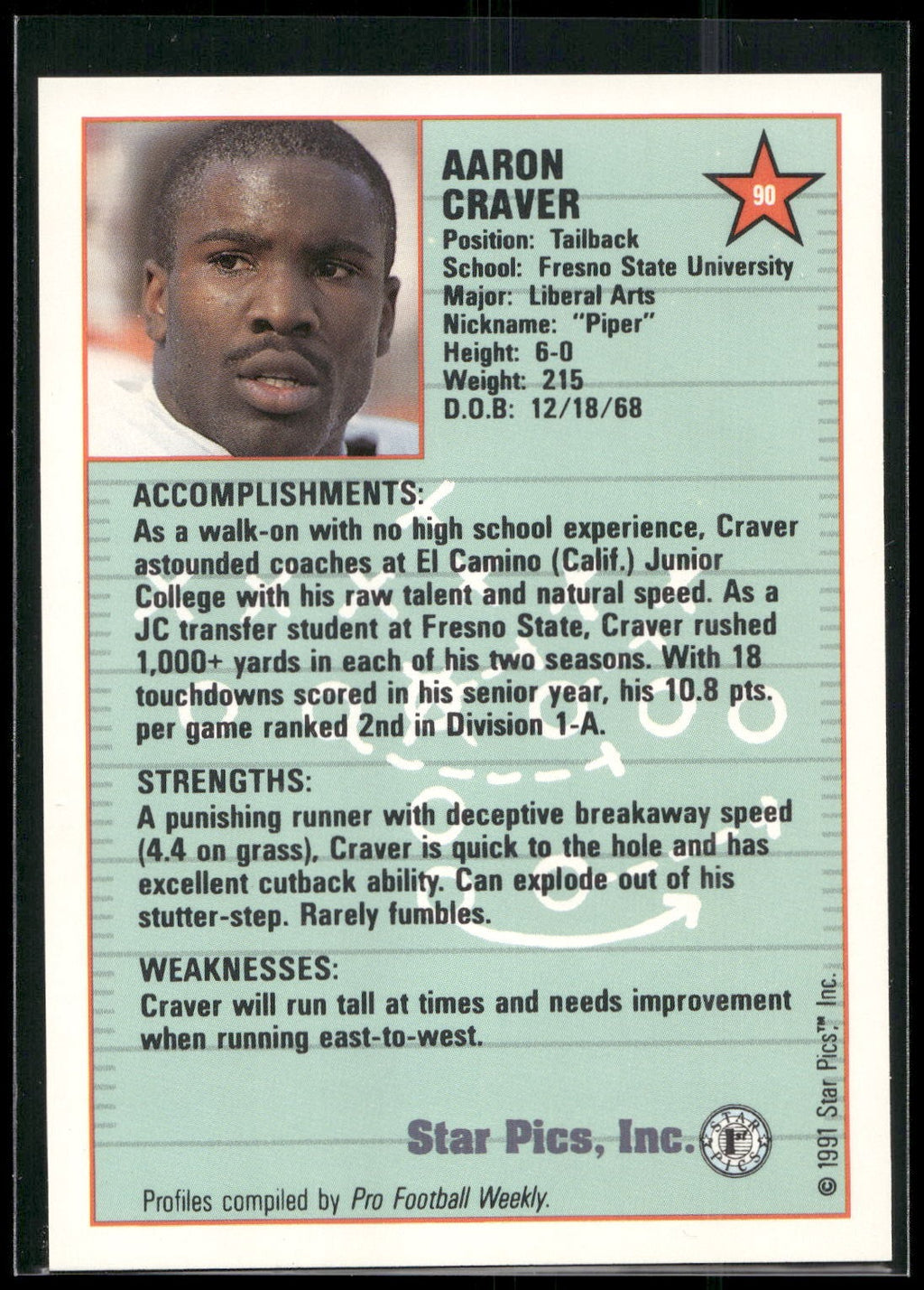1991 Star Pics #90 Aaron Craver