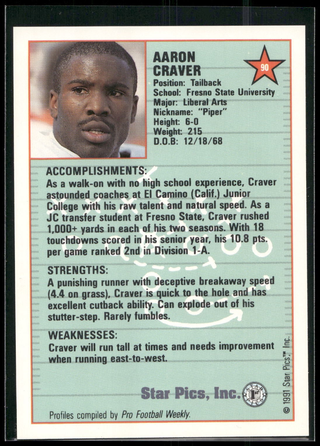 1991 Star Pics #90 Aaron Craver
