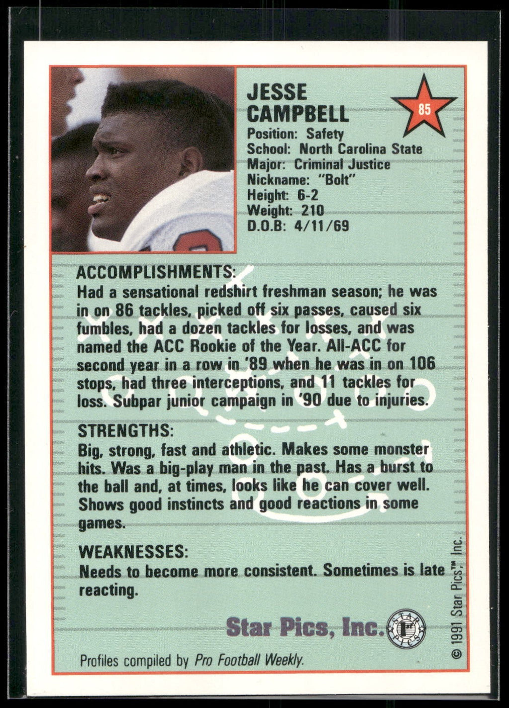 1991 Star Pics #85 Jesse Campbell