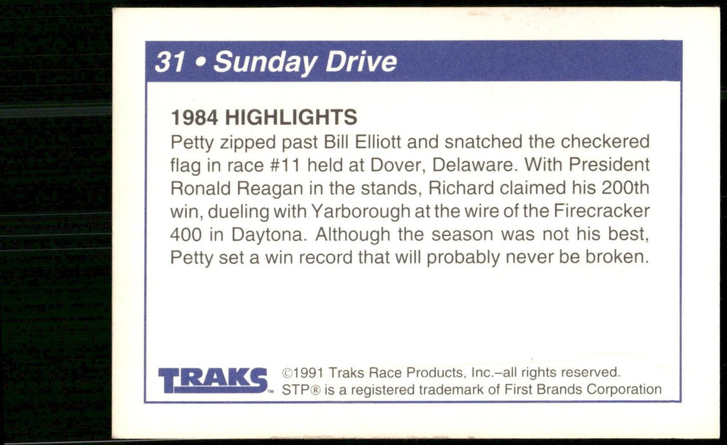 1991 Traks Richard Petty #31 Sunday Drive (1984 Highlights)