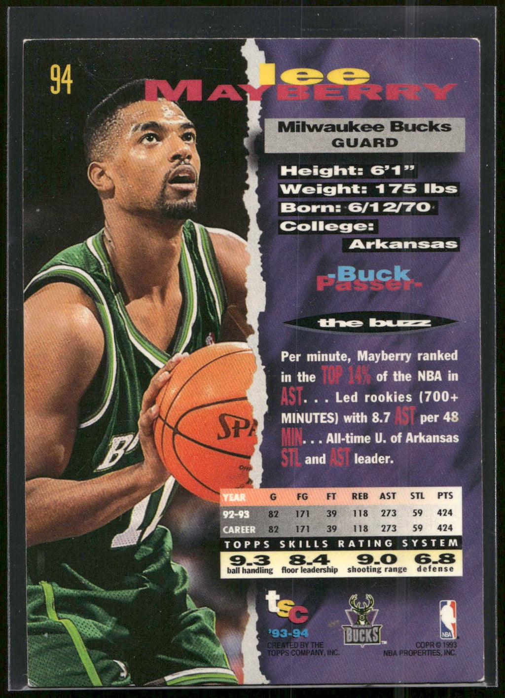 1993-94 Stadium Club #94 Lee Mayberry