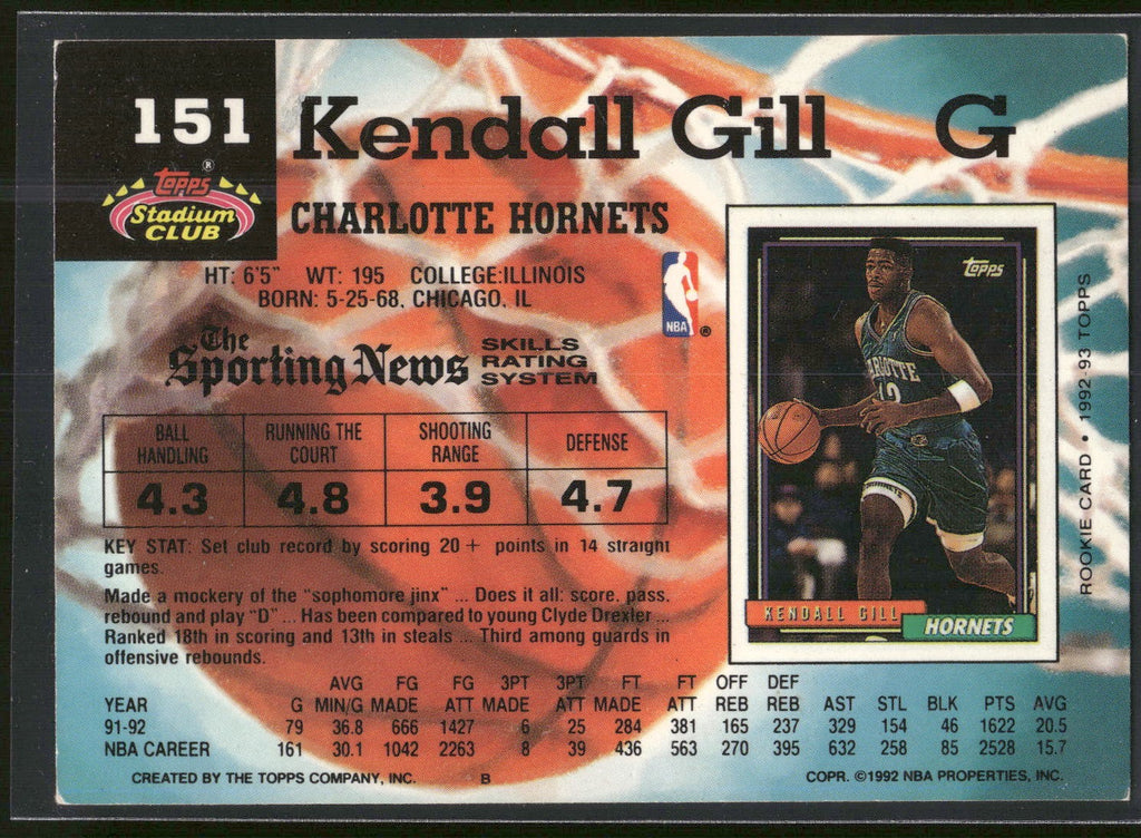 1992-93 Stadium Club #151 Kendall Gill