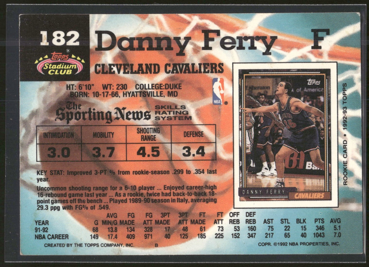 1992-93 Stadium Club #182 Danny Ferry