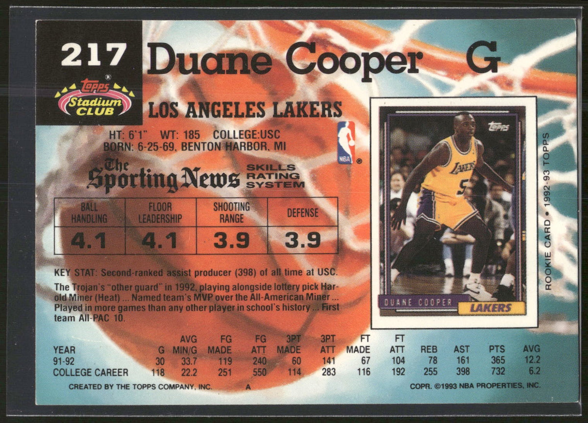 1992-93 Stadium Club #217 Duane Cooper
