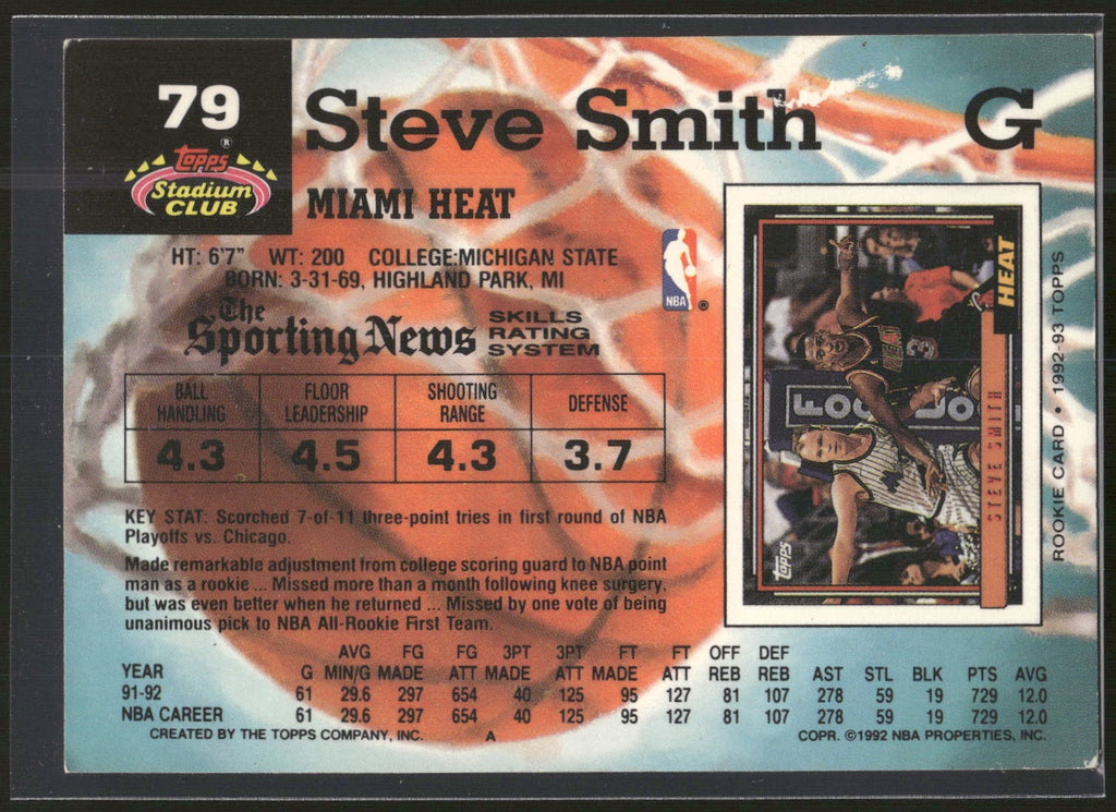 1992-93 Stadium Club #79 Steve Smith