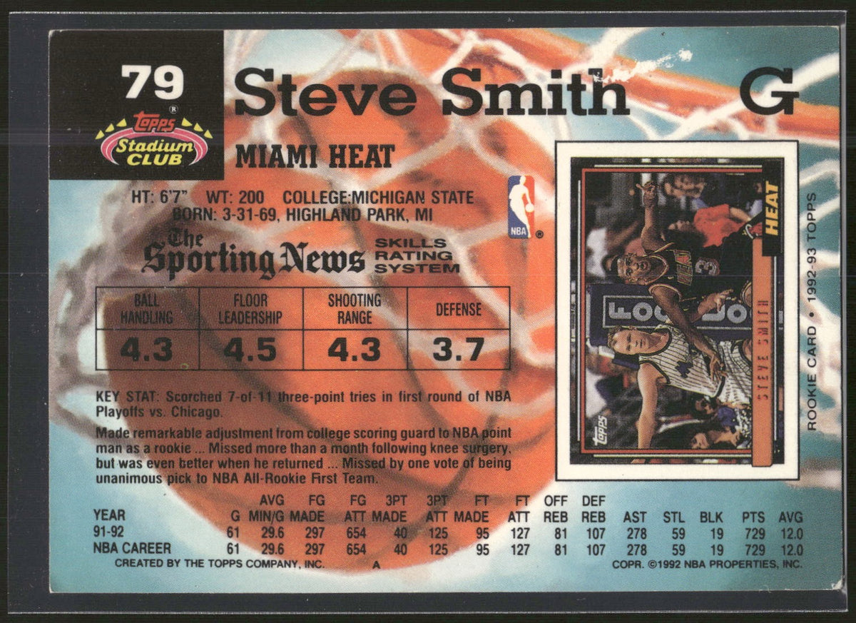 1992-93 Stadium Club #79 Steve Smith