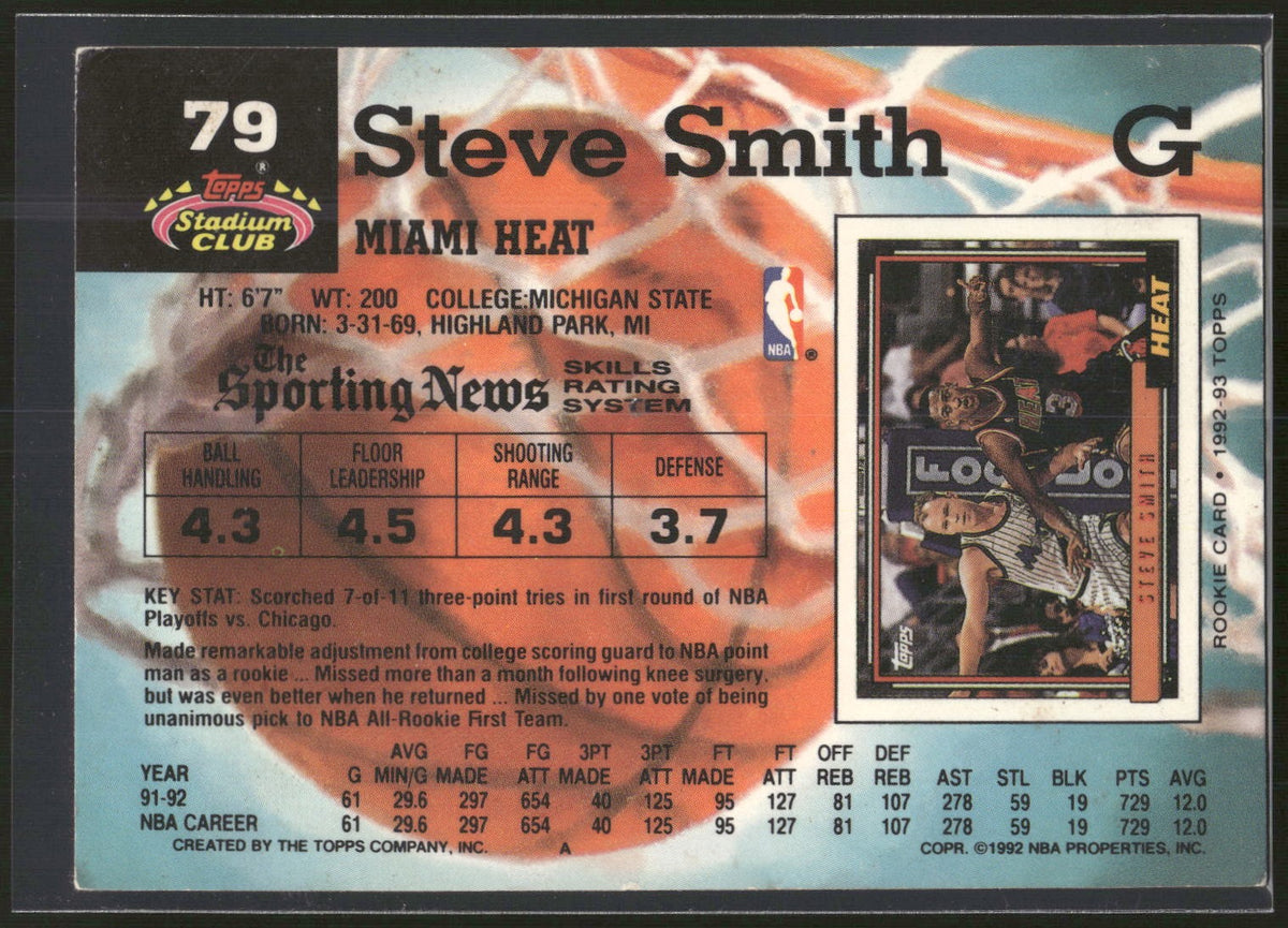 1992-93 Stadium Club #79 Steve Smith