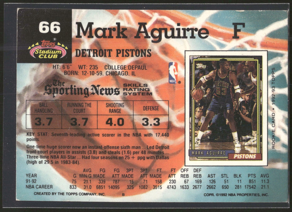 1992-93 Stadium Club #66 Mark Aguirre