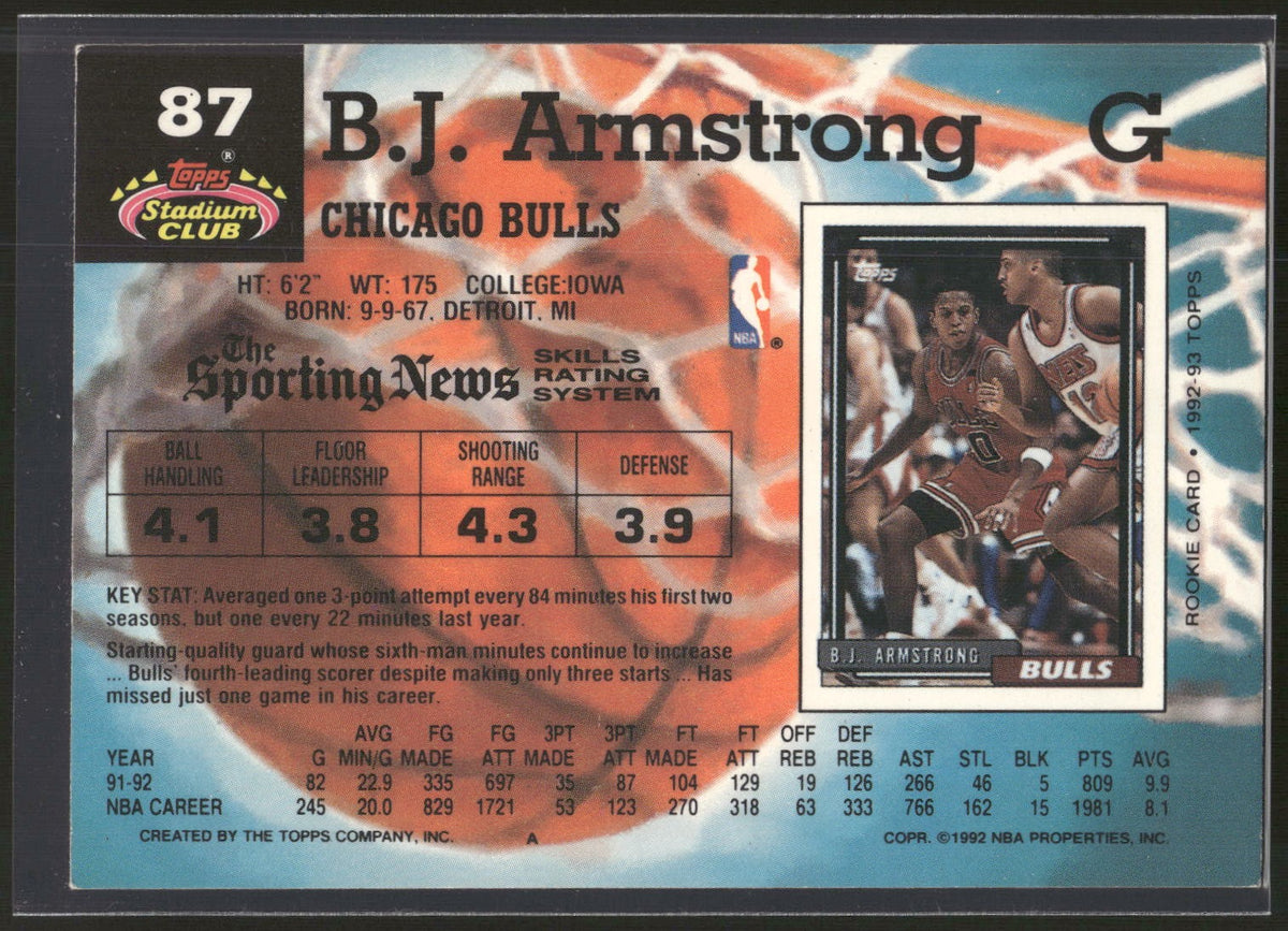1992-93 Stadium Club #87 B.J. Armstrong