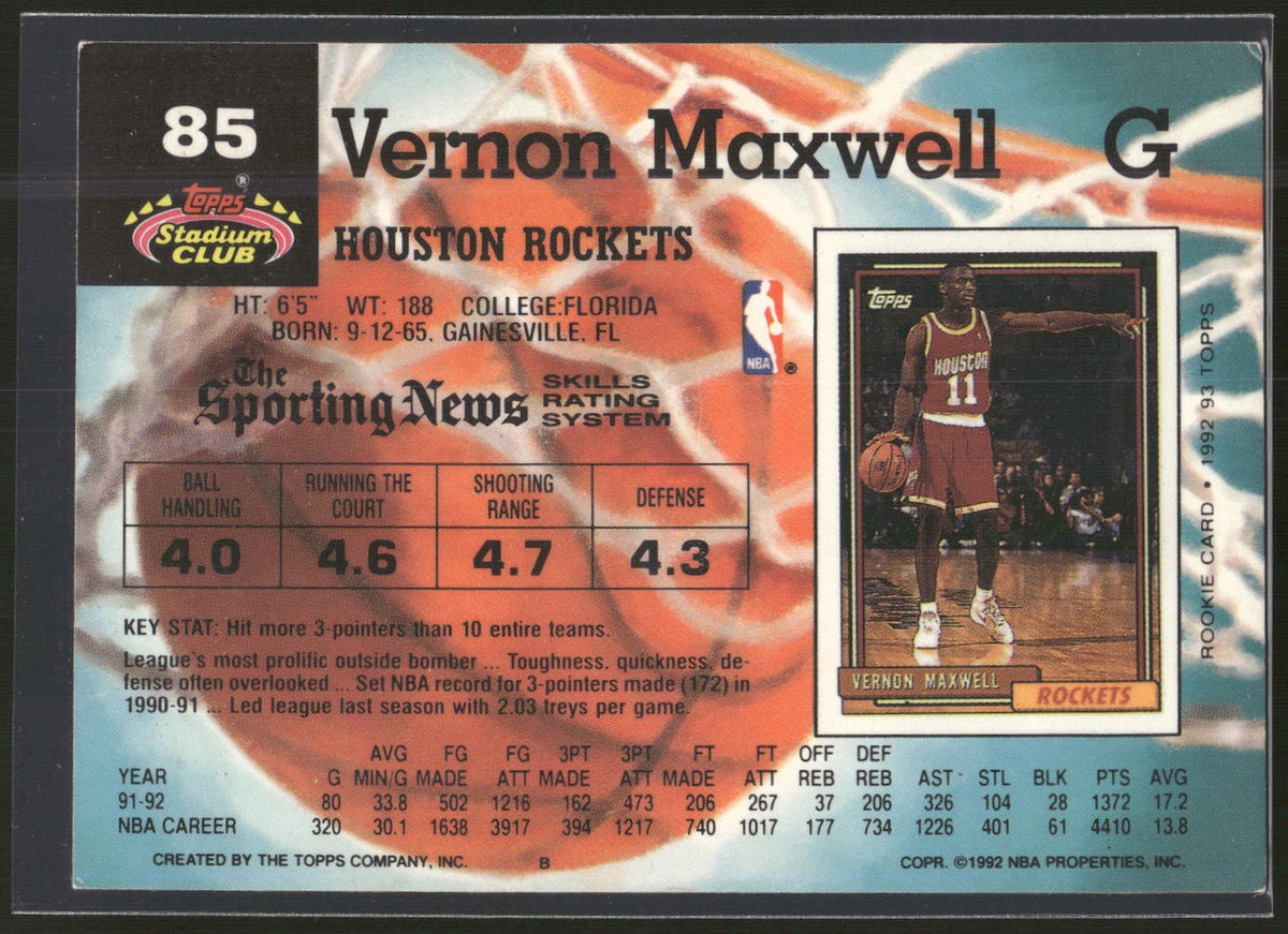1992-93 Stadium Club #85 Vernon Maxwell