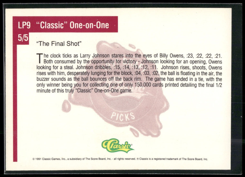 1991 Classic Four Sport #LP9 “The Final Shot” Limited Prints French