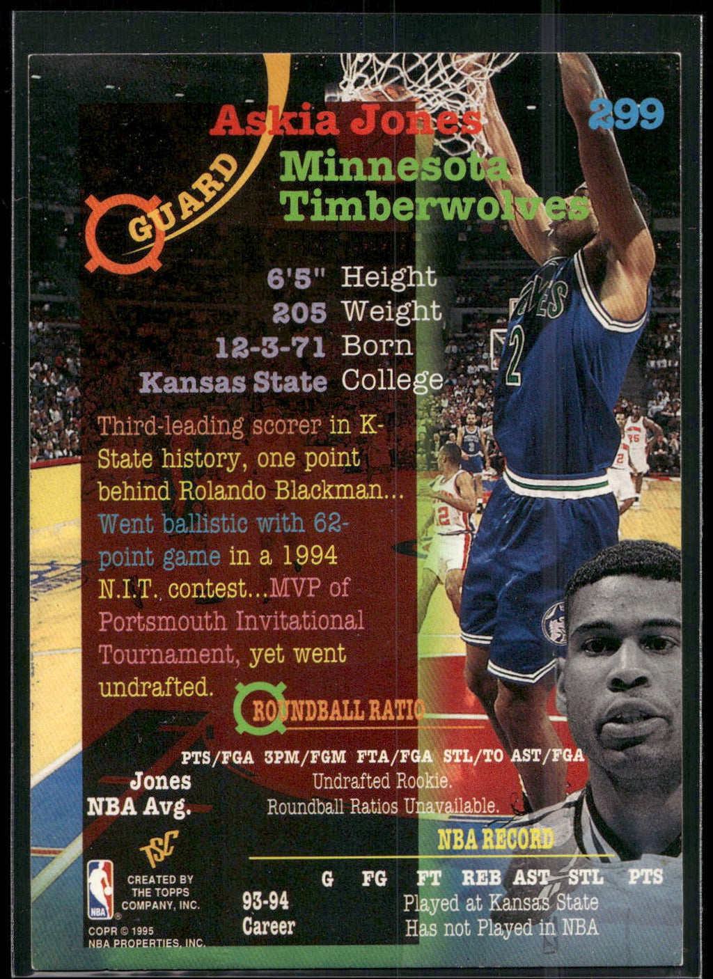 1994-95 Stadium Club #299 Askia Jones