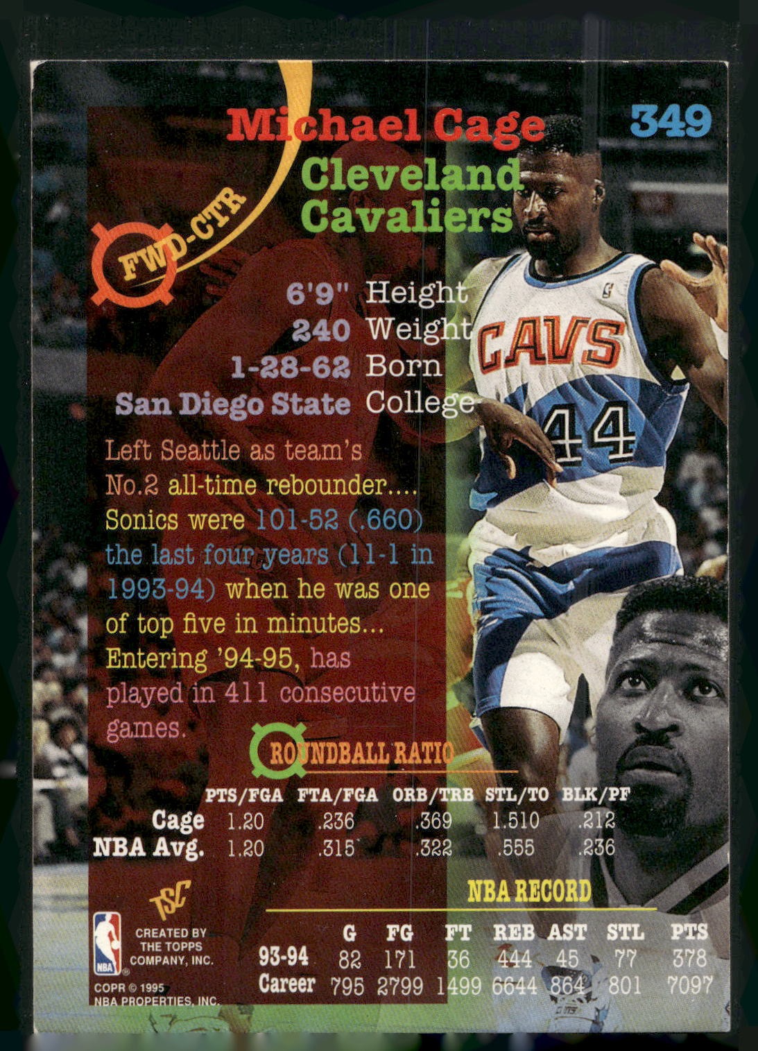 1994-95 Stadium Club #349 Michael Cage